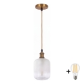 BRILAGI - LED kulons uz kabeļa RETRO GLASS 1xE27/60W/230V Ø 14 cm zelta/balta