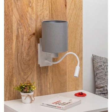 Brilagi - LED lokana sienas lampa NUBILA 1xE27/25W/230V + LED/3W balta/gaiši pelēka