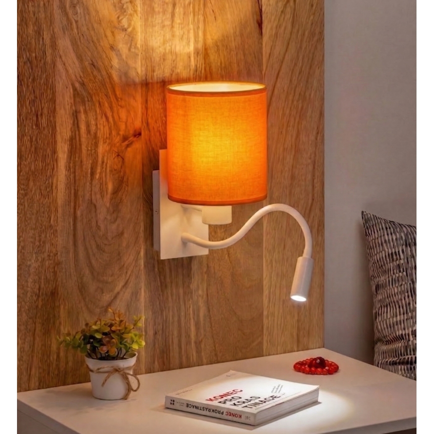 Brilagi - LED elastīga sienas lampa NUBILA 1xE27/25W/230V + LED/3W balta/oranža
