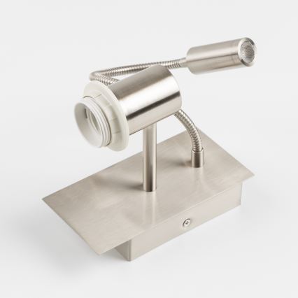 Brilagi - Elastīgā LED sienas lampa NUBILA 1xE27/25W/230V + LED/3W matēts hroms/gaiši pelēka