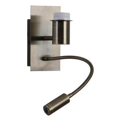 Brilagi - LED elastīga sienas lampa NUBILA 1xE27/25W/230V + LED/3W misiņš/gaiši pelēka