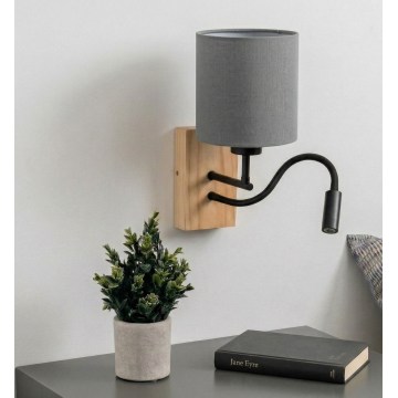 Brilagi - LED lokana sienas lampa NUBILA WOOD 1xE27/25W/230V + LED/3W ozols/melna/gaiši pelēka