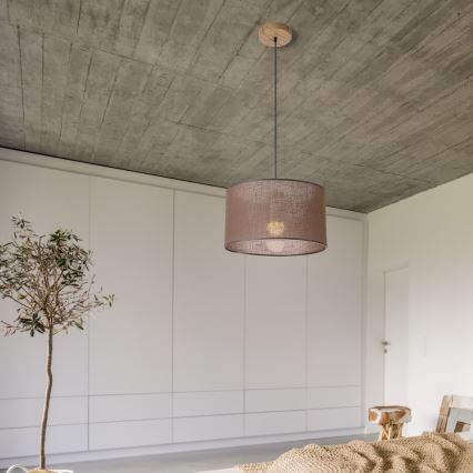 Brilagi - LED Lustra ar auklu ANTHONY 1xE27/60W/230V ozols/brūna