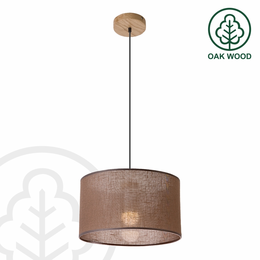 Brilagi - LED Lustra ar auklu ANTHONY 1xE27/60W/230V ozols/brūna