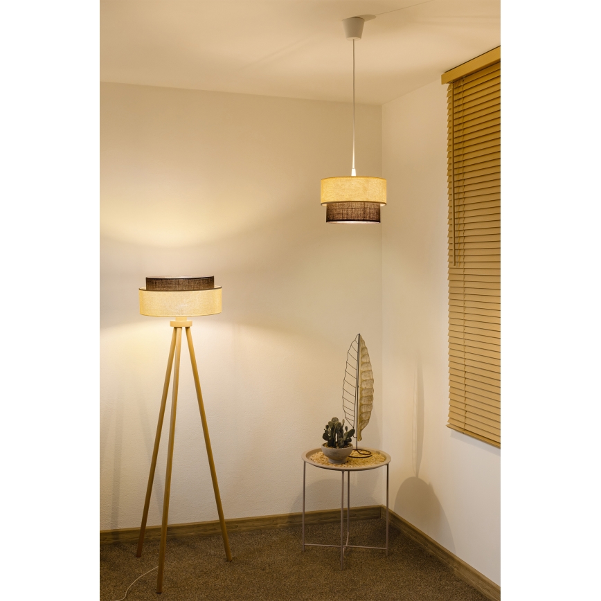 Brilagi - LED lustra ar auklu BOHO STYLE 1xE27/15W/230V Ø 25 cm krēmīga/brūna