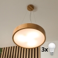 Brilagi - LED Lustra ar auklu CARVALHO 3xE27/60W/230V ozols d. 47,5 cm