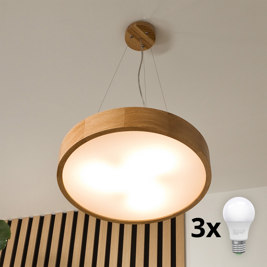 Brilagi - LED Lustra ar auklu CARVALHO 3xE27/60W/230V ozols d. 47,5 cm