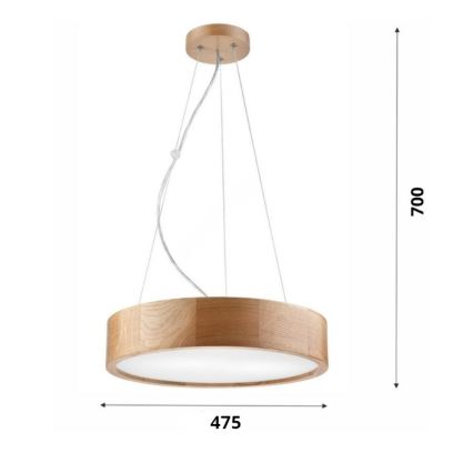 Brilagi - LED Lustra ar auklu CARVALHO 3xE27/60W/230V ozols d. 47,5 cm