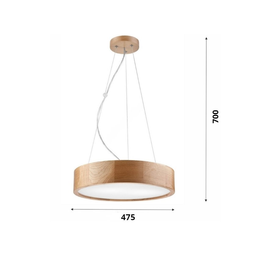 Brilagi - LED Lustra ar auklu CARVALHO 3xE27/60W/230V ozols d. 47,5 cm