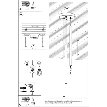 Brilagi -  LED Lustra ar auklu DRIFA 3xG9/4W/230V melna