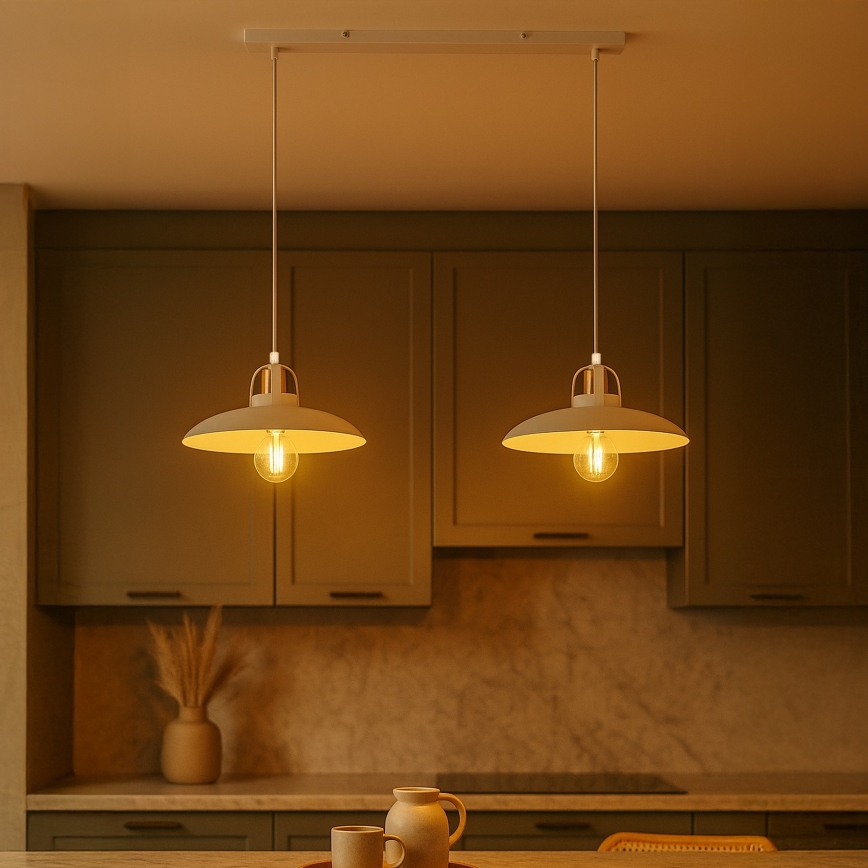 Brilagi - LED Lustra ar auklu FLAMENGO 2xE27/60W/230V balta