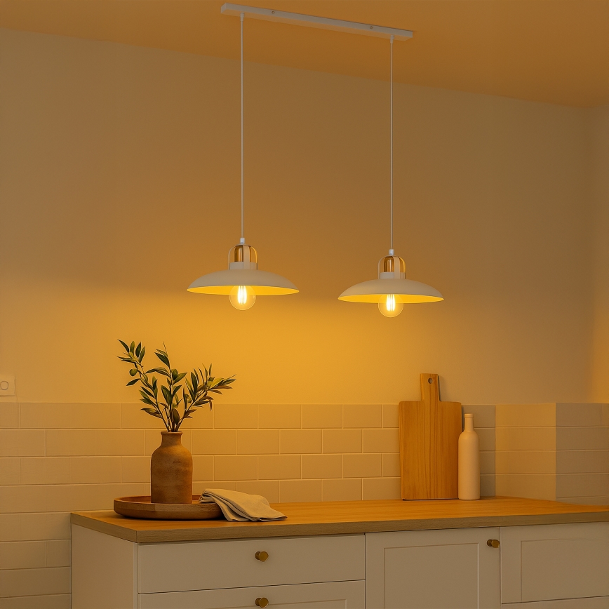 Brilagi - LED Lustra ar auklu FLAMENGO 2xE27/60W/230V balta