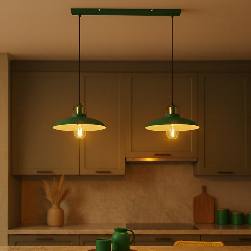 Brilagi - LED Lustra ar auklu FLAMENGO 2xE27/60W/230V zaļa