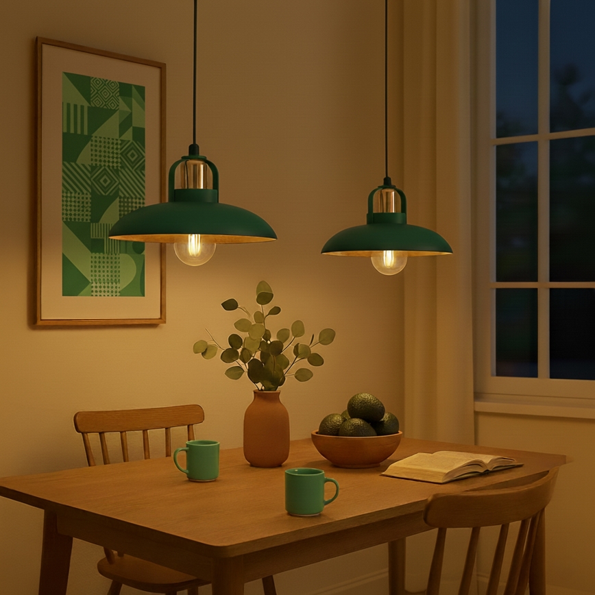 Brilagi - LED Lustra ar auklu FLAMENGO 2xE27/60W/230V zaļa