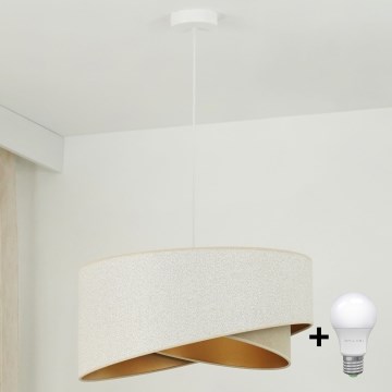 Brilagi - LED Lustra ar auklu LYRA 1xE27/15W/230V balta/bēša/zelta