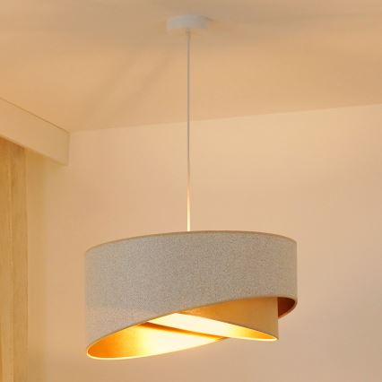 Brilagi - LED Lustra ar auklu LYRA 1xE27/15W/230V balta/bēša/zelta