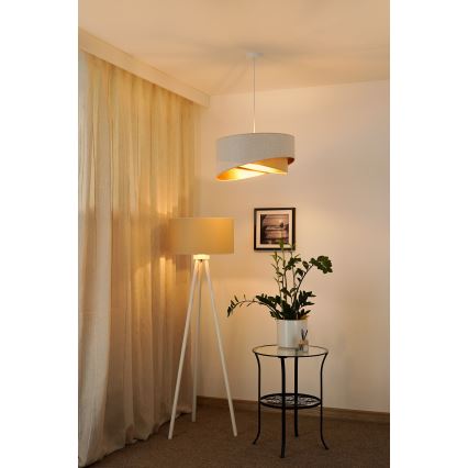 Brilagi - LED Lustra ar auklu LYRA 1xE27/15W/230V balta/bēša/zelta