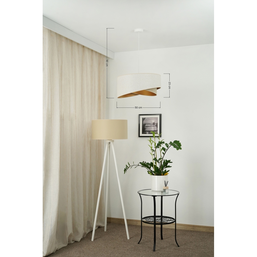 Brilagi - LED Lustra ar auklu LYRA 1xE27/15W/230V balta/bēša/zelta