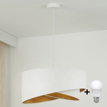 Brilagi - LED Lustra ar auklu LYRA 1xE27/15W/230V balta/zelta