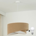 Brilagi - LED Lustra ar auklu LYRA 1xE27/15W/230V brūna/balta