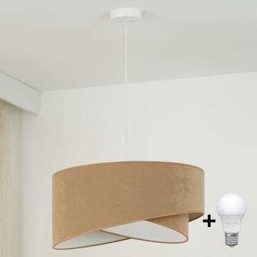 Brilagi - LED Lustra ar auklu LYRA 1xE27/15W/230V brūna/balta