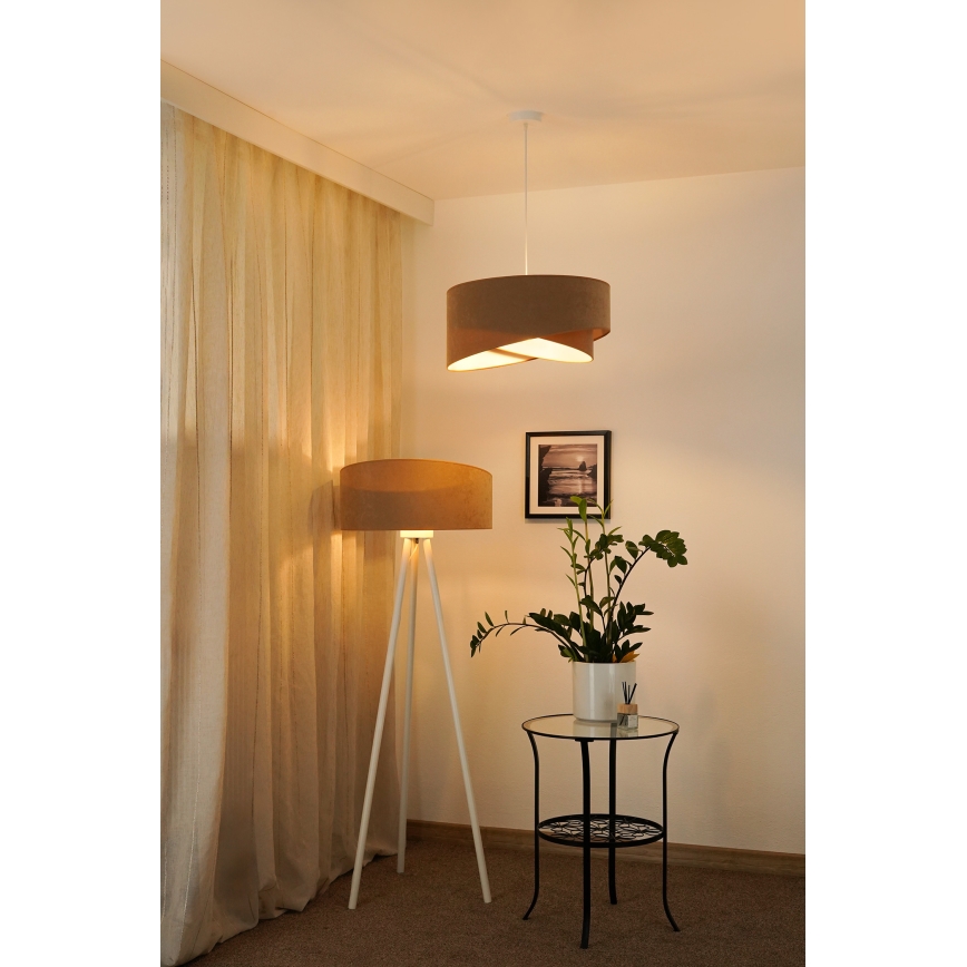Brilagi - LED Lustra ar auklu LYRA 1xE27/15W/230V brūna/balta