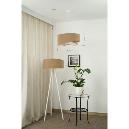 Brilagi - LED Lustra ar auklu LYRA 1xE27/15W/230V brūna/balta