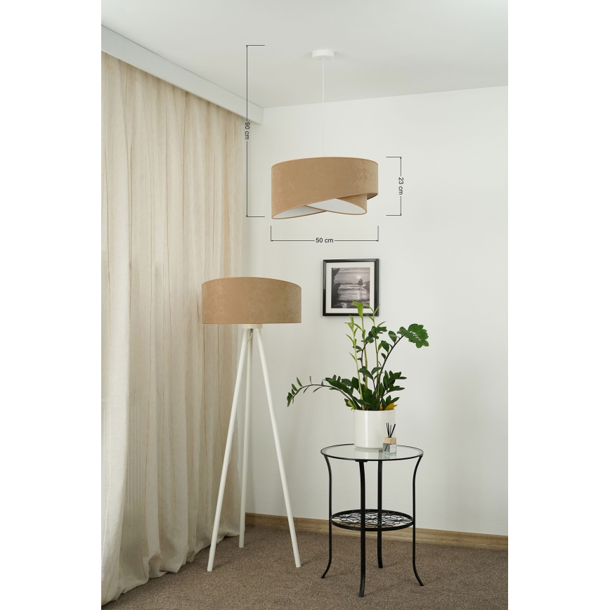 Brilagi - LED Lustra ar auklu LYRA 1xE27/15W/230V brūna/balta