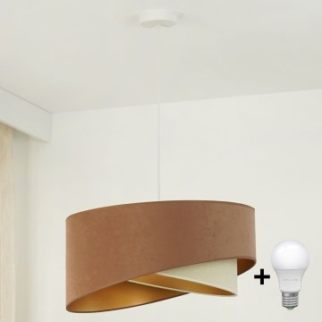 Brilagi - LED Lustra ar auklu LYRA 1xE27/15W/230V brūna/krēmkrāsa/zelta