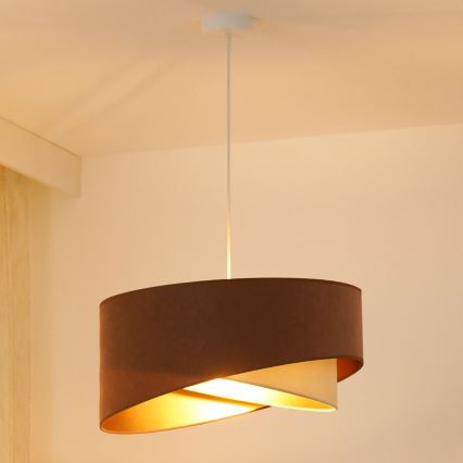 Brilagi - LED Lustra ar auklu LYRA 1xE27/15W/230V brūna/krēmkrāsa/zelta