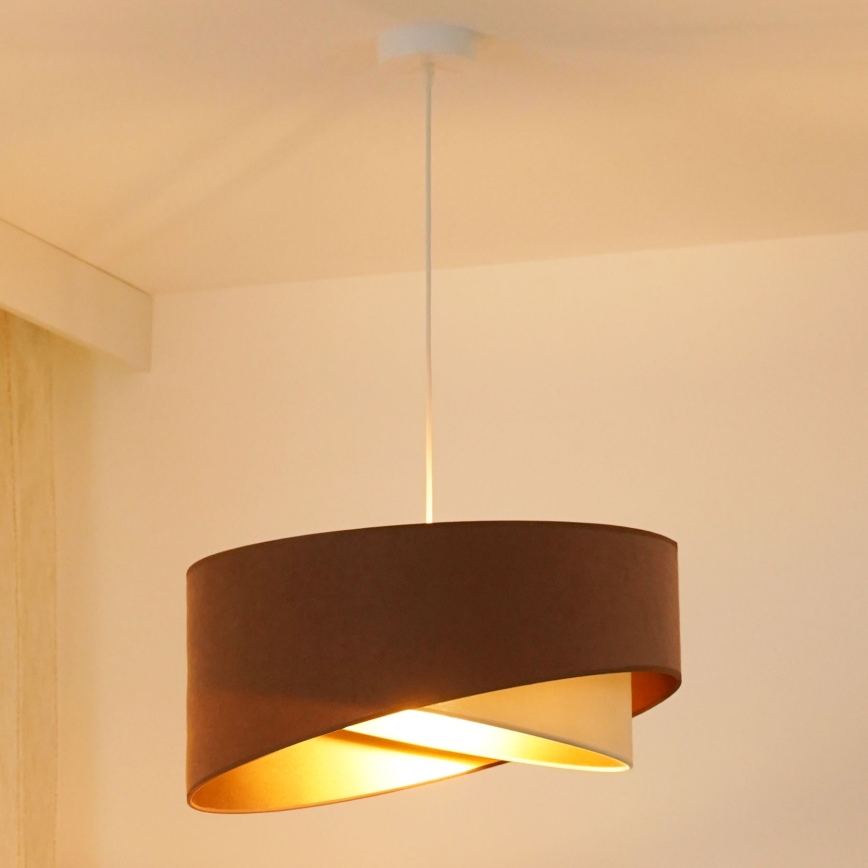 Brilagi - LED Lustra ar auklu LYRA 1xE27/15W/230V brūna/krēmkrāsa/zelta