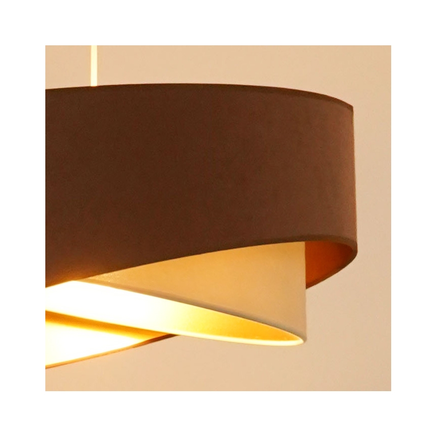 Brilagi - LED Lustra ar auklu LYRA 1xE27/15W/230V brūna/krēmkrāsa/zelta