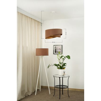 Brilagi - LED Lustra ar auklu LYRA 1xE27/15W/230V brūna/zelta