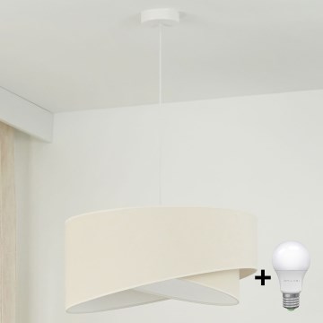 Brilagi - LED Lustra ar auklu LYRA 1xE27/15W/230V krēmkrāsa/balta