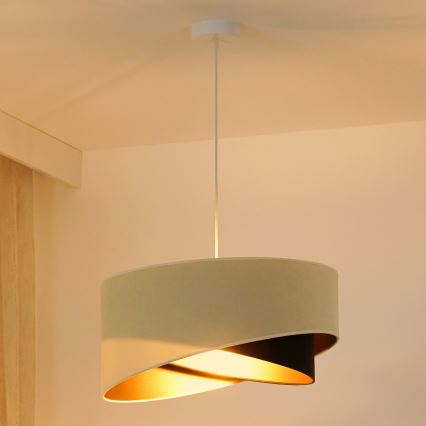 Brilagi - LED Lustra ar auklu LYRA 1xE27/15W/230V krēmkrāsa/melna/zelta