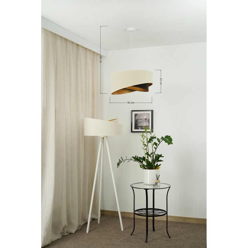 Brilagi - LED Lustra ar auklu LYRA 1xE27/15W/230V krēmkrāsa/melna/zelta