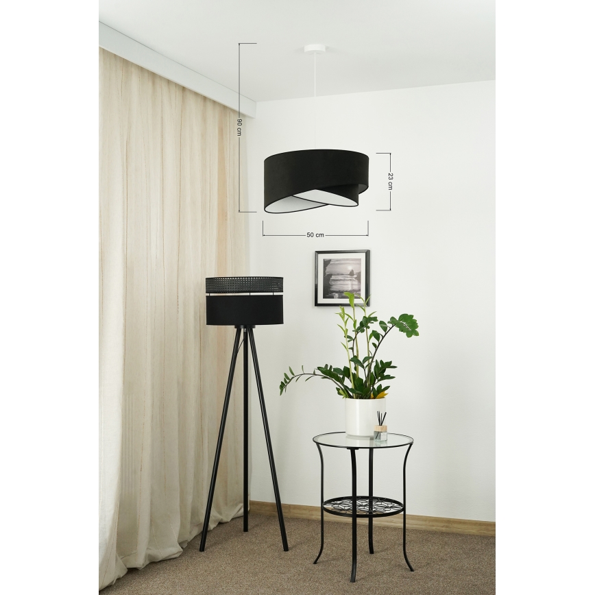 Brilagi - LED Lustra ar auklu LYRA 1xE27/15W/230V melna/balta