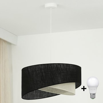 Brilagi - LED Lustra ar auklu LYRA 1xE27/15W/230V melna/krēmkrāsa