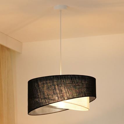 Brilagi - LED Lustra ar auklu LYRA 1xE27/15W/230V melna/krēmkrāsa