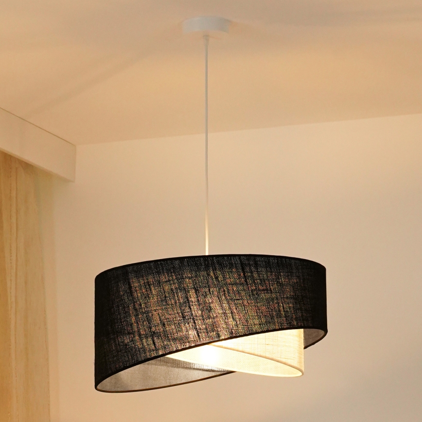 Brilagi - LED Lustra ar auklu LYRA 1xE27/15W/230V melna/krēmkrāsa