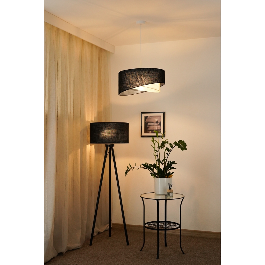 Brilagi - LED Lustra ar auklu LYRA 1xE27/15W/230V melna/krēmkrāsa