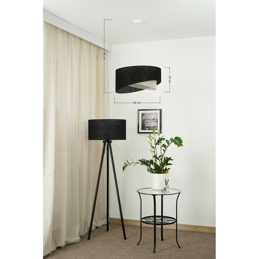 Brilagi - LED Lustra ar auklu LYRA 1xE27/15W/230V melna/krēmkrāsa