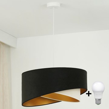 Brilagi - LED Lustra ar auklu LYRA 1xE27/15W/230V melna/krēmkrāsa/zelta