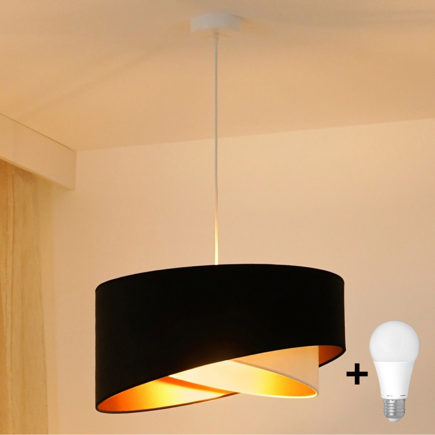 Brilagi - LED Lustra ar auklu LYRA 1xE27/15W/230V melna/krēmkrāsa/zelta