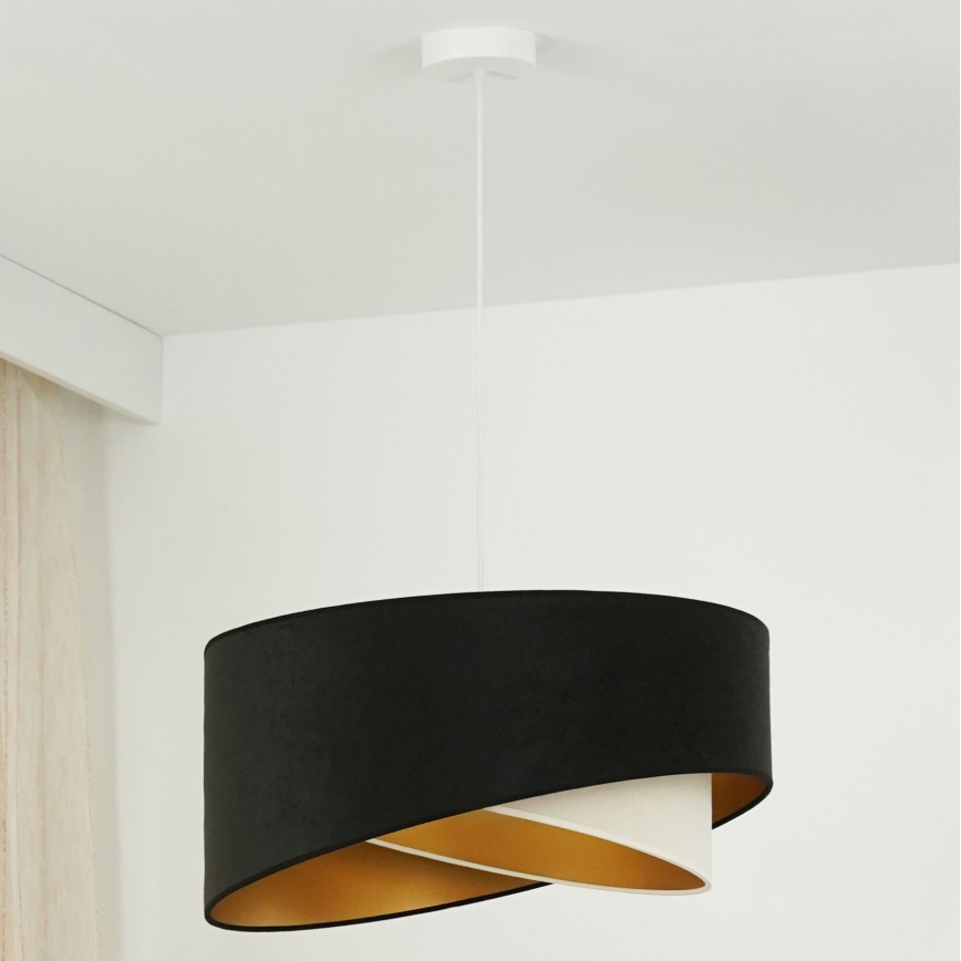 Brilagi - LED Lustra ar auklu LYRA 1xE27/15W/230V melna/krēmkrāsa/zelta