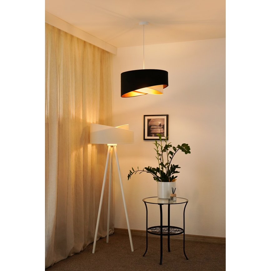 Brilagi - LED Lustra ar auklu LYRA 1xE27/15W/230V melna/krēmkrāsa/zelta