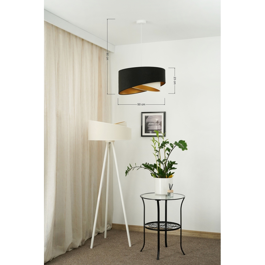 Brilagi - LED Lustra ar auklu LYRA 1xE27/15W/230V melna/krēmkrāsa/zelta