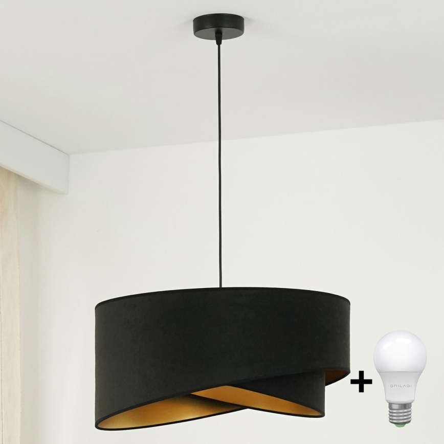 Brilagi - LED Lustra ar auklu LYRA 1xE27/15W/230V melna/zelta