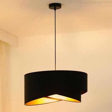 Brilagi - LED Lustra ar auklu LYRA 1xE27/15W/230V melna/zelta