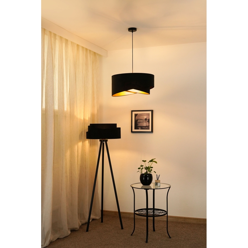 Brilagi - LED Lustra ar auklu LYRA 1xE27/15W/230V melna/zelta